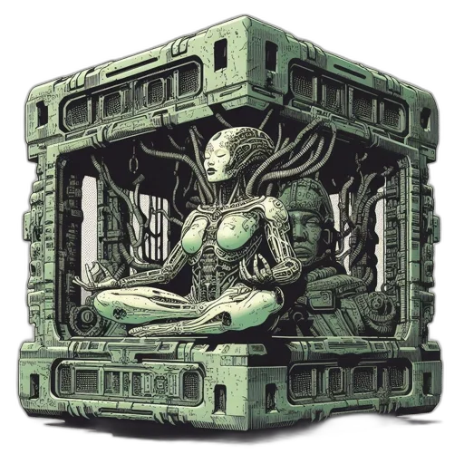 robot, concept art, cyberpunk, comic book art transparent PNG cut-out