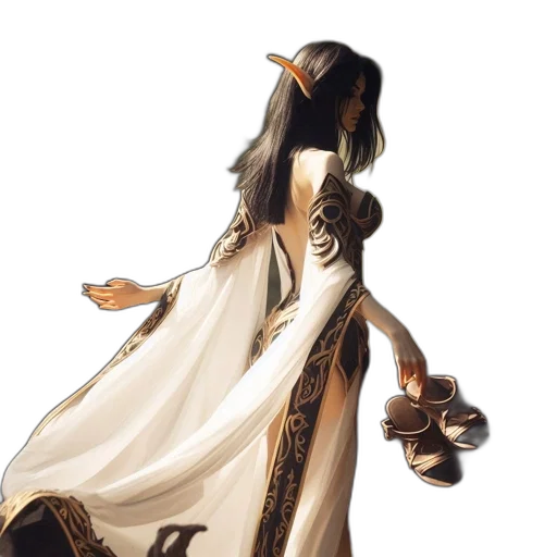 dress, staff, dragon, sword transparent PNG cut-out