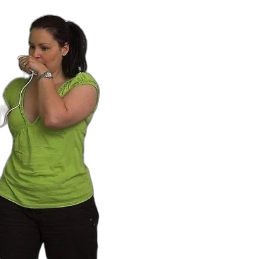 two, women, green, shirts transparent PNG cut-out