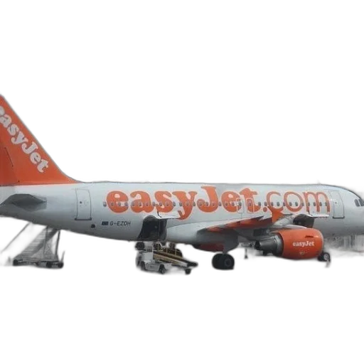 3d render, easyjet, plane, parked transparent PNG cut-out