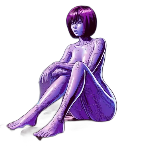 dress, robot, concept art, vaporwave transparent PNG cut-out
