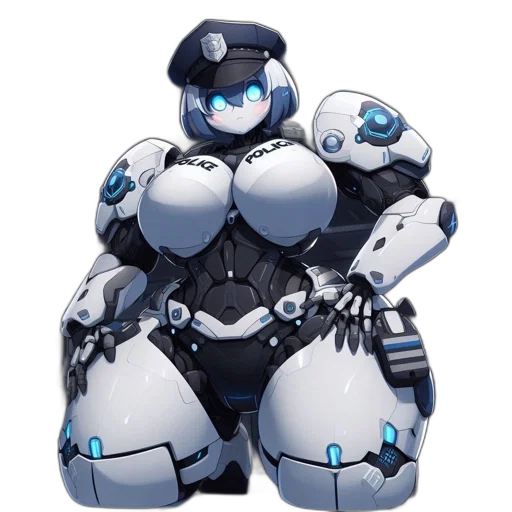 robot, concept art, 3d render, cyberpunk transparent PNG cut-out