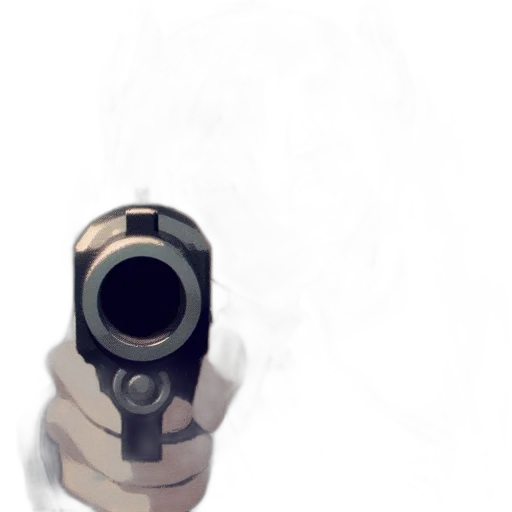 weapon, face, jacket, staff transparent PNG cut-out