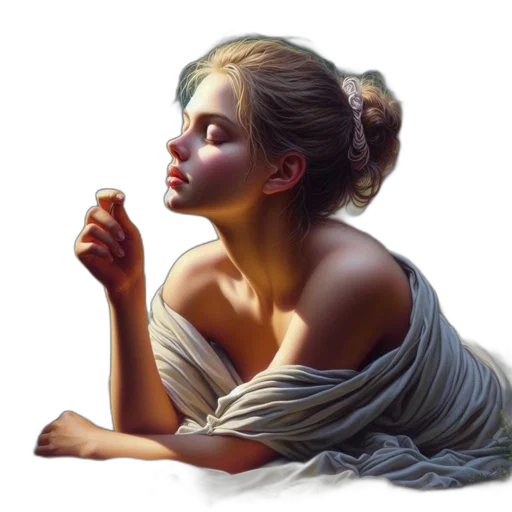 dress, jewelry, face, oil painting transparent PNG cut-out