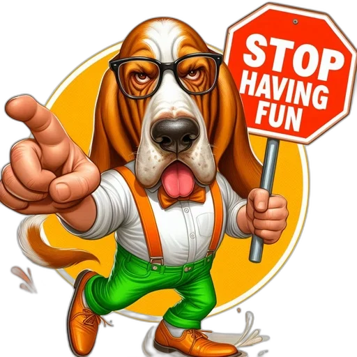 staff, photorealistic, cartoon, basset transparent PNG cut-out