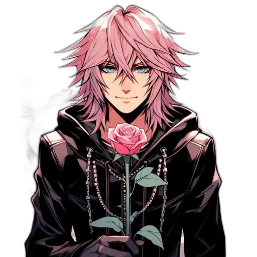 jacket, flower, staff, face transparent PNG cut-out