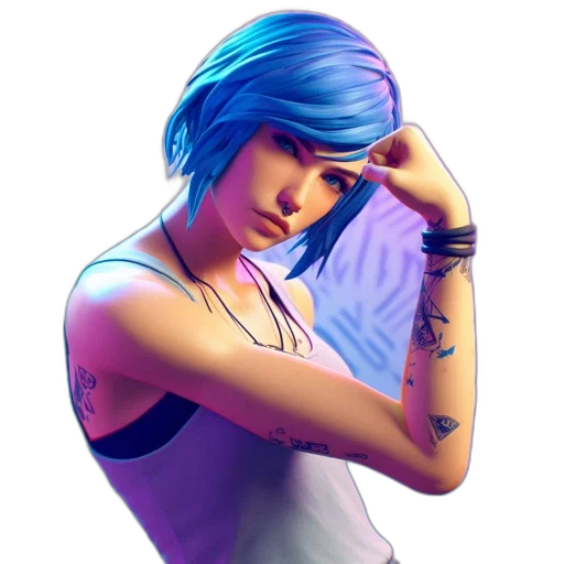 face, dress, cyberpunk, fantasy art transparent PNG cut-out