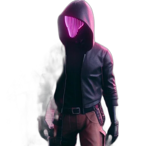 jacket, mask, weapon, staff transparent PNG cut-out