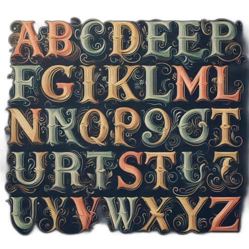 jewelry, elegant, vintage-style, alphabet transparent PNG cut-out