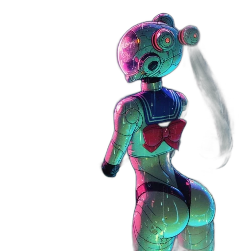 robot, dress, staff, creature transparent PNG cut-out