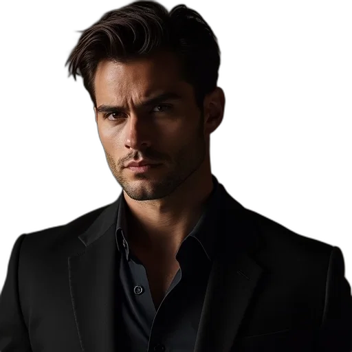 jacket, face, hair, staff transparent PNG cut-out
