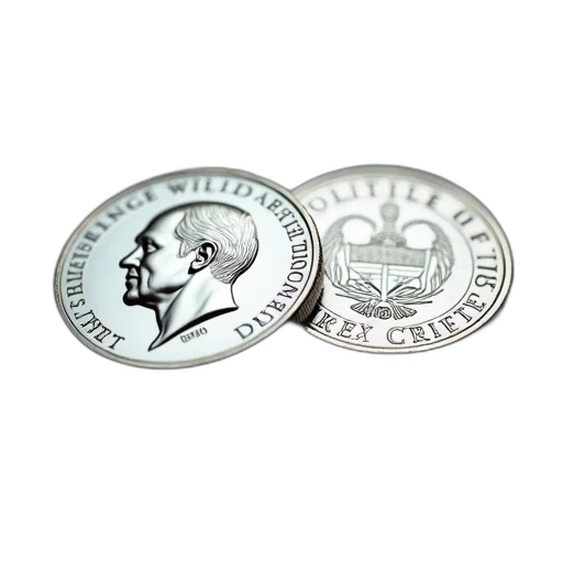 two, silver, coins, portrait transparent PNG cut-out