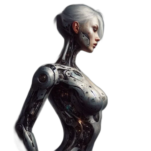 robot, dress, face, concept art transparent PNG cut-out