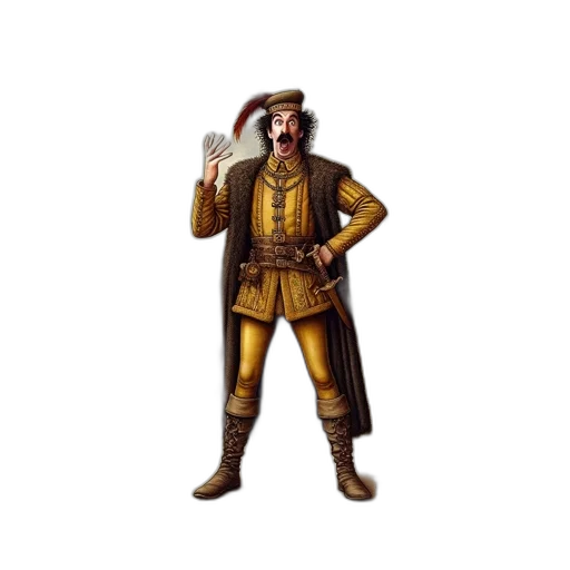 staff, jacket, hat, weapon transparent PNG cut-out
