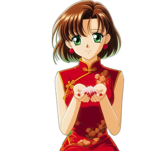 dress, flower, jewelry, anime transparent PNG cut-out