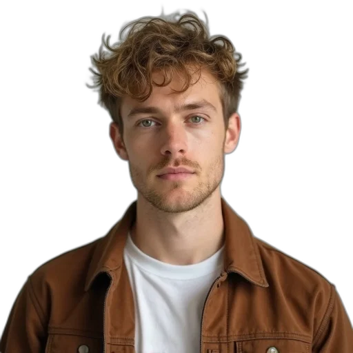 jacket, staff, face, hair transparent PNG cut-out