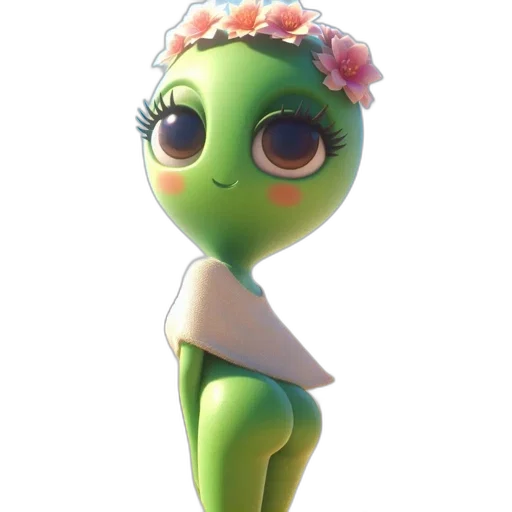 dress, flower, staff, creature transparent PNG cut-out