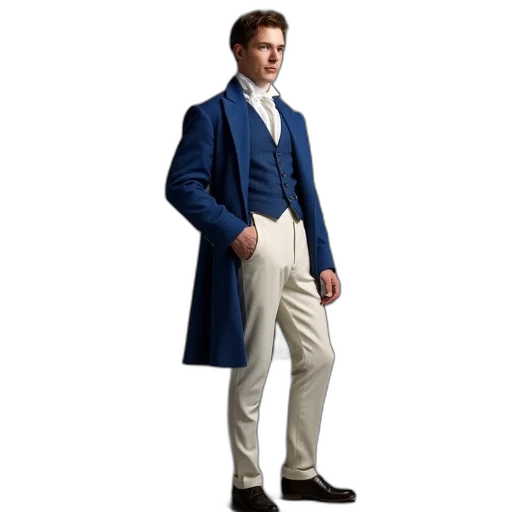 jacket, blue, nineteenth, century transparent PNG cut-out
