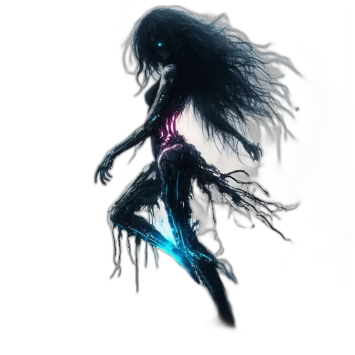 hair, creature, dress, staff transparent PNG cut-out