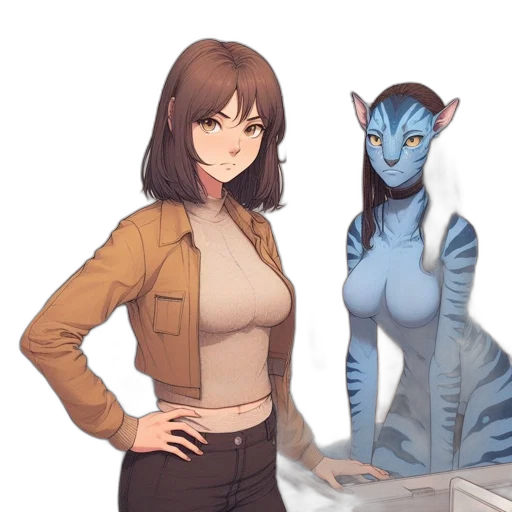 creature, staff, robot, fantasy art transparent PNG cut-out
