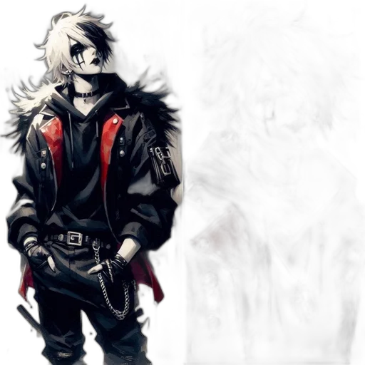 jacket, mask, staff, weapon transparent PNG cut-out