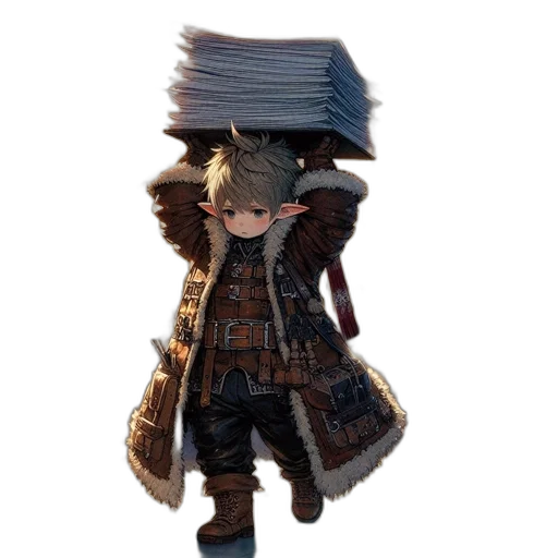 jacket, hat, weapon, staff transparent PNG cut-out