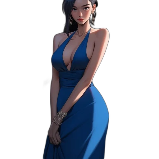 dress, jewelry, staff, face transparent PNG cut-out