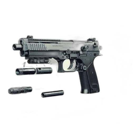 weapon, exploded, view, pistol transparent PNG cut-out