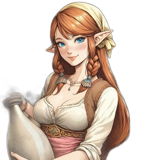 staff, dress, face, jewelry transparent PNG cut-out