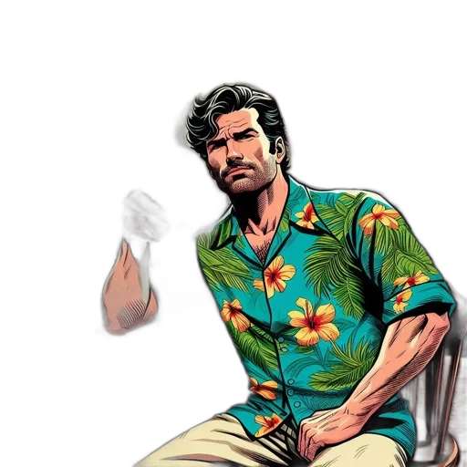 jacket, staff, comic book art, concept art transparent PNG cut-out