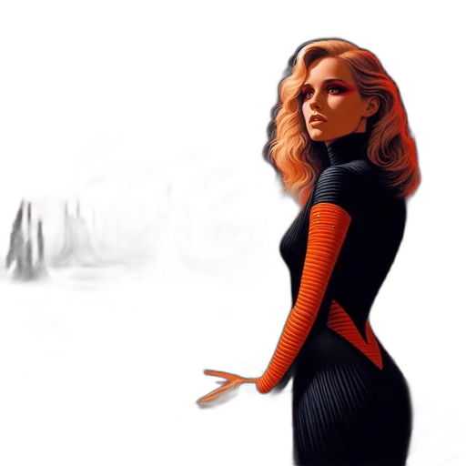 dress, face, concept art, comic book art transparent PNG cut-out