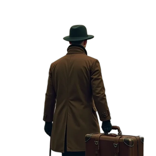 jacket, hat, staff, concept art transparent PNG cut-out
