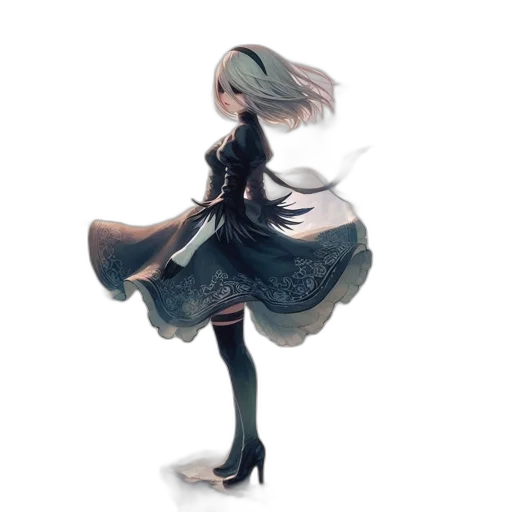 dress, robot, hair, creature transparent PNG cut-out