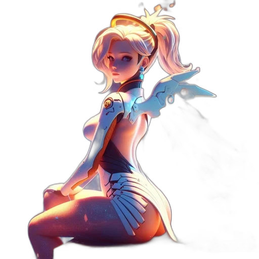 dress, robot, staff, weapon transparent PNG cut-out