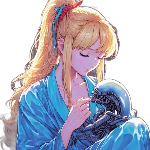 dragon, dress, mask, vaporwave transparent PNG cut-out