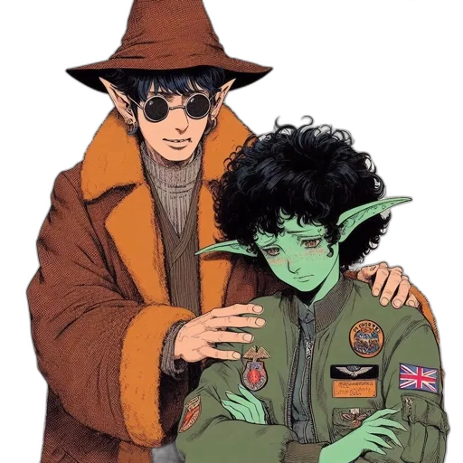 jacket, staff, comic book art, concept art transparent PNG cut-out