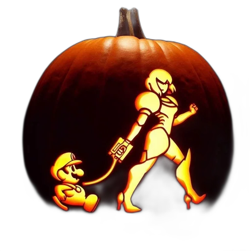 pixel art, pumpkin, carving, portrays transparent PNG cut-out