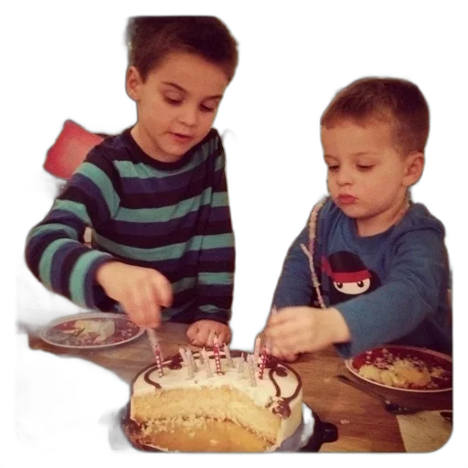 food, photorealistic, two, boys transparent PNG cut-out