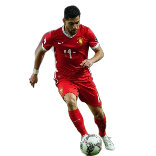 soccer, player, red, jersey transparent PNG cut-out