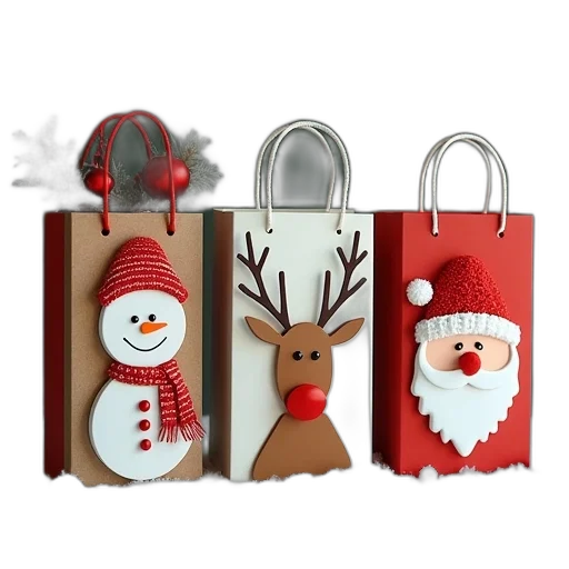 christmas, gift, bags, one transparent PNG cut-out
