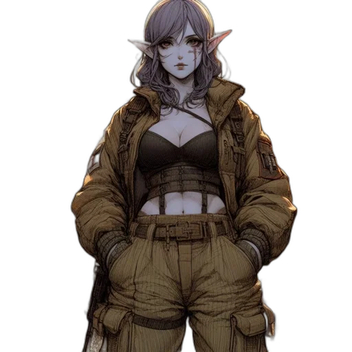 jacket, staff, concept art, fantasy art transparent PNG cut-out