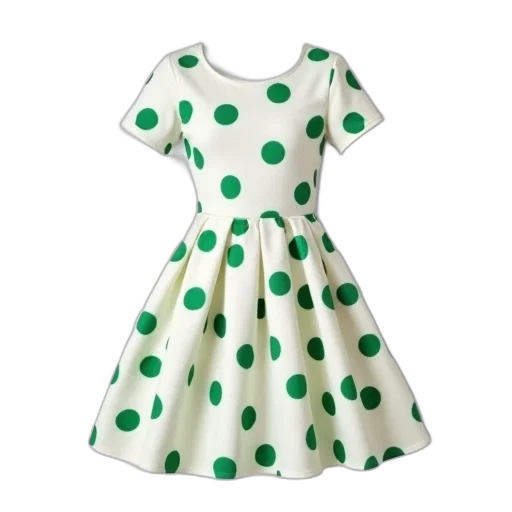 dress, green, white, polka transparent PNG cut-out