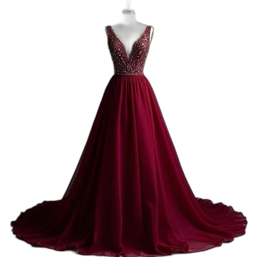 dress, photorealistic, red, dark transparent PNG cut-out