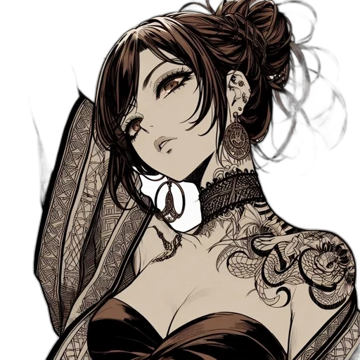 dress, jewelry, staff, fantasy art transparent PNG cut-out