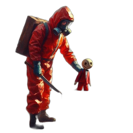 jacket, mask, creature, weapon transparent PNG cut-out