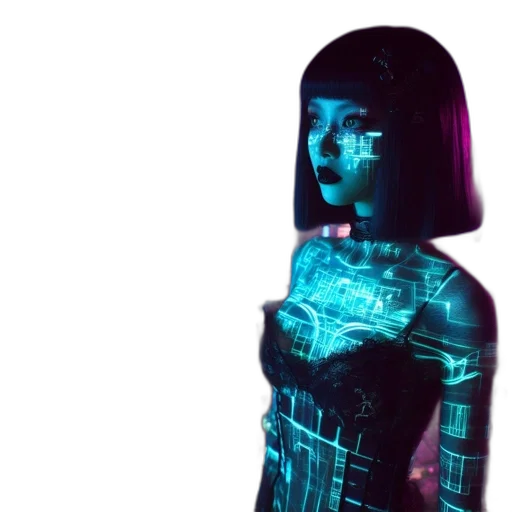 robot, cyberpunk, vaporwave, concept art transparent PNG cut-out
