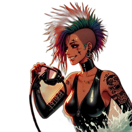 comic book art, cyberpunk, concept art, fantasy art transparent PNG cut-out