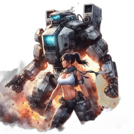 robot, weapon, concept art, cyberpunk transparent PNG cut-out