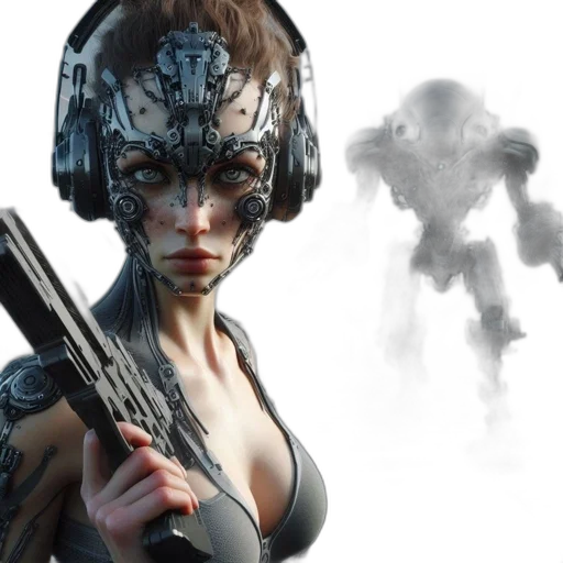 robot, concept art, cyberpunk, fantasy art transparent PNG cut-out