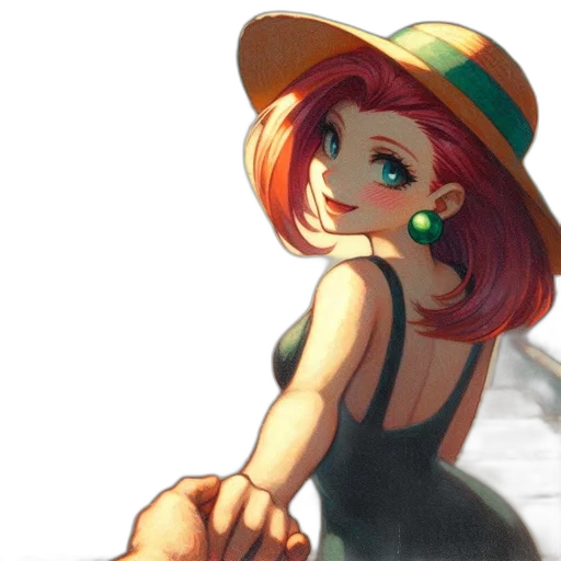 hat, dress, jewelry, staff transparent PNG cut-out
